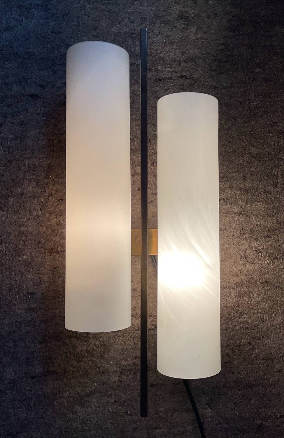 Maison Lunel wall light from the 60s in opaline and brass