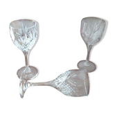 3 verres à pied en cristal de France