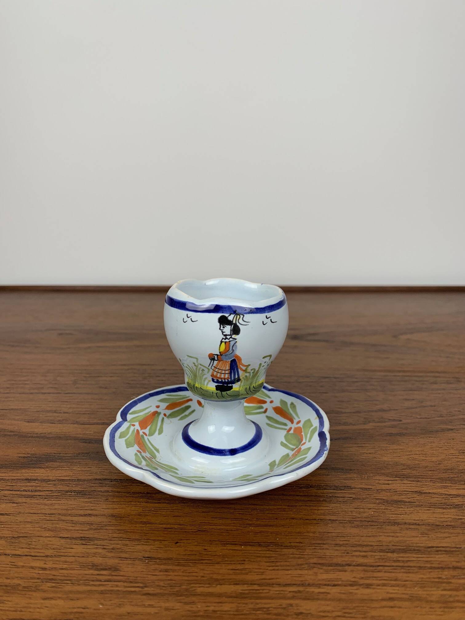 Henriot egg cup, Quimper France, hand painted