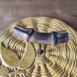 Ceramic cheese board with bamboo handle