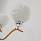 Mid-Century wood chandelier /dřevo Humpolec, 1970's.