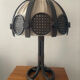 Vintage lamp in rattan, caning and jute fabric from the 1970s.