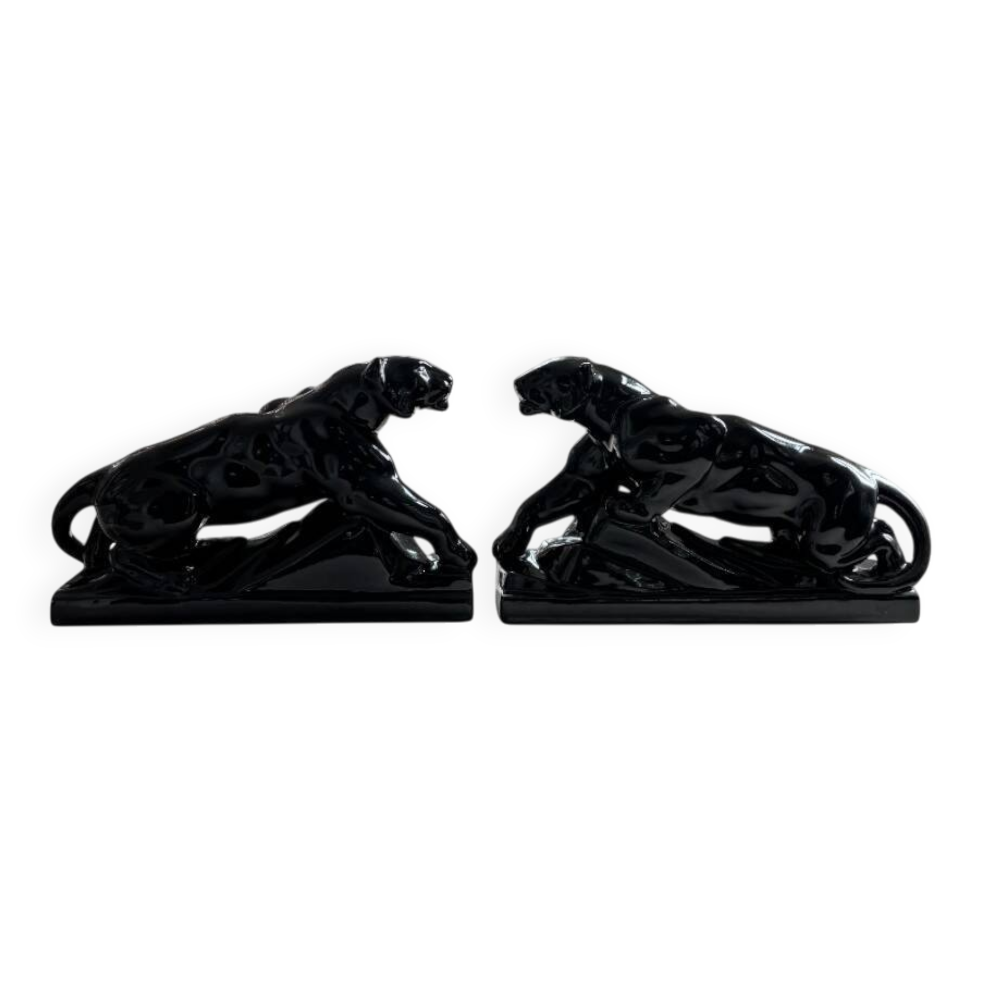 Pair of Art Deco lioness sculptures