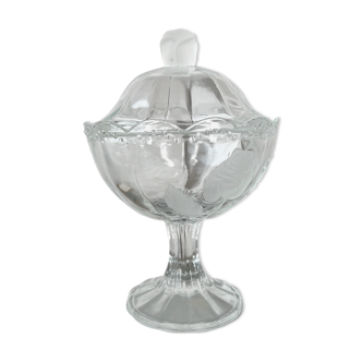 Sugar bowl / Standing glass candy with frosted roses