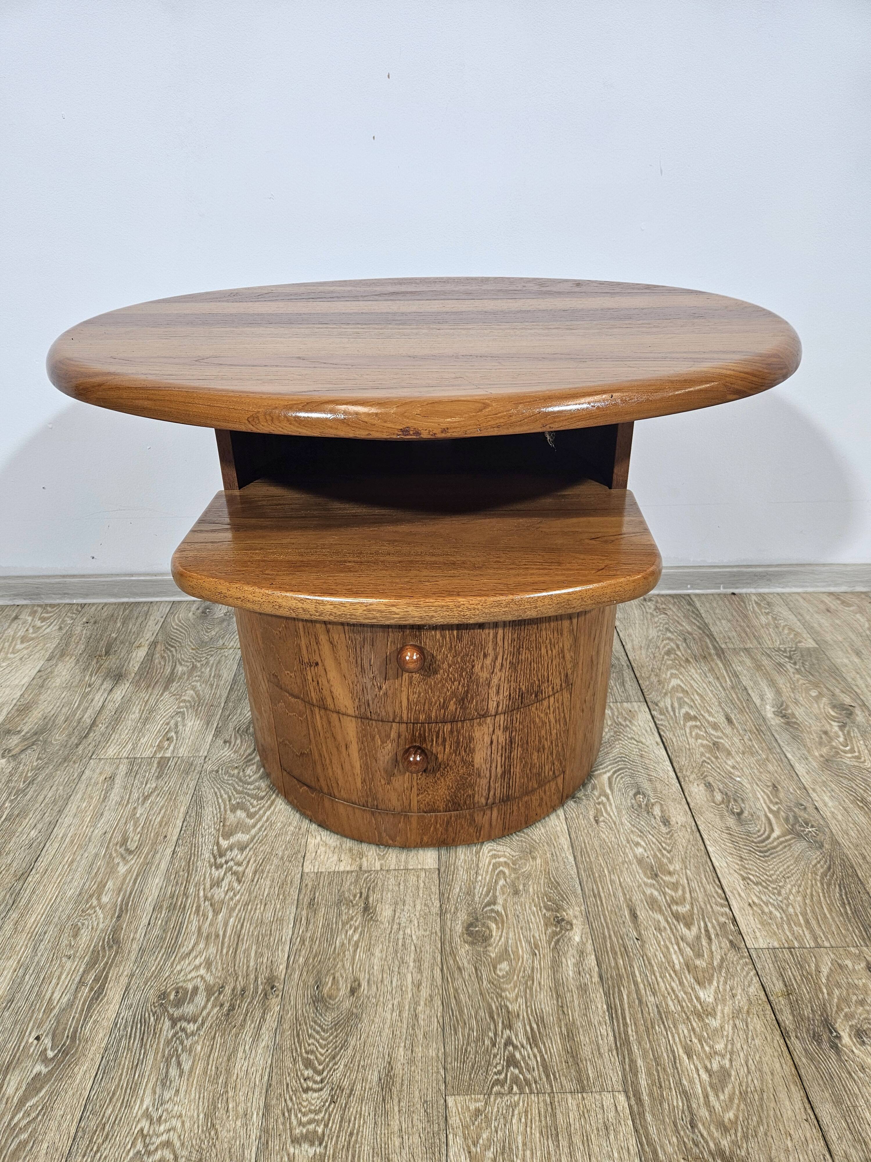 Solid teak TV table with swivel top, Silkeborg, Denmark, 1960s/1970s.