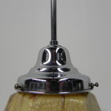 Art deco hanging lamp with marbled hexagonal shade