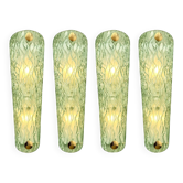 Monumental Green Murano Glass Wall Sconces From Italy – Set of Four