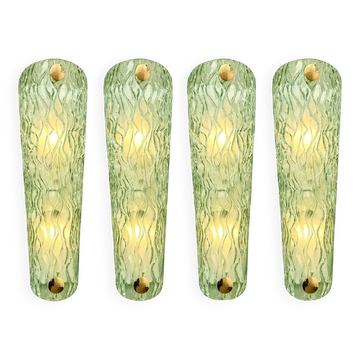 Monumental Green Murano Glass Wall Sconces From Italy – Set of Four