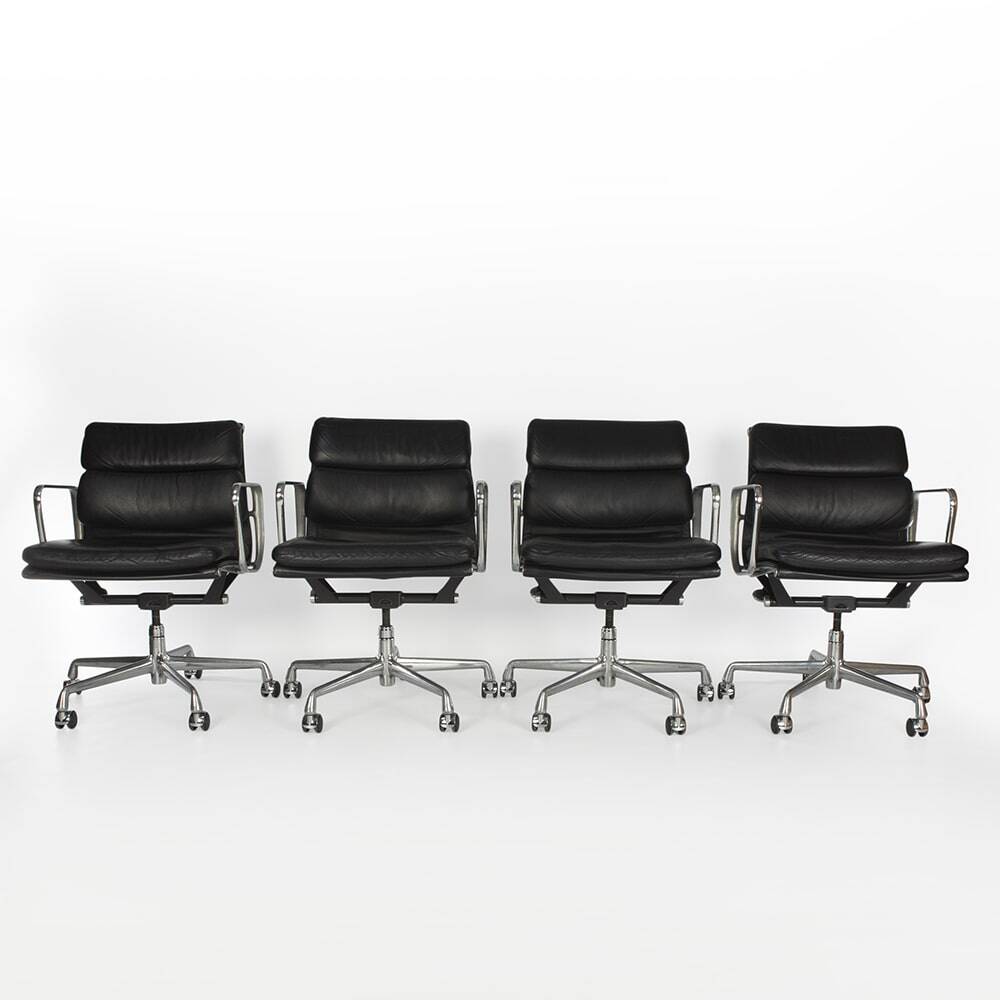 Black Set (4) Herman Miller Original Eames EA435 ‘Soft Pad’ Desk Aluminium