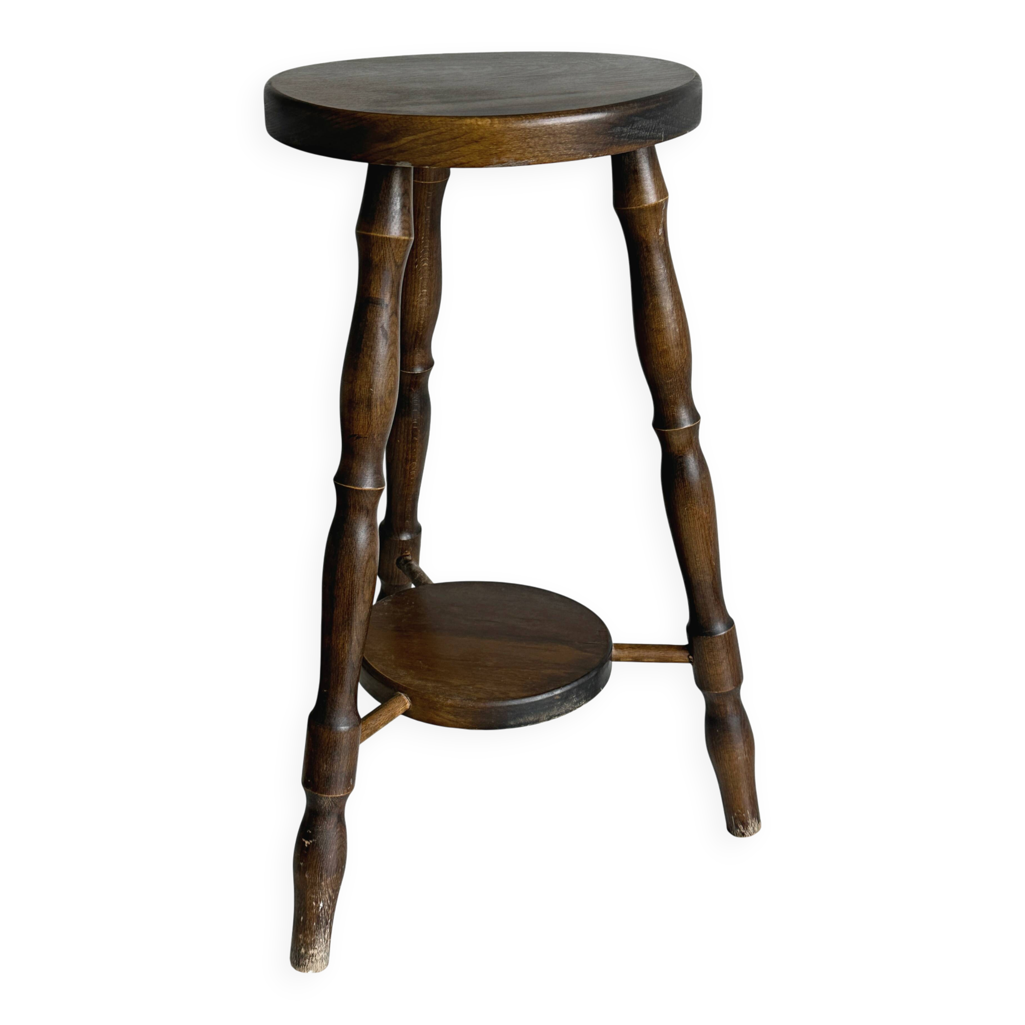 Antique dark wood stool