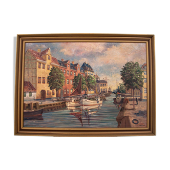 Peinture antique dans cadre doré