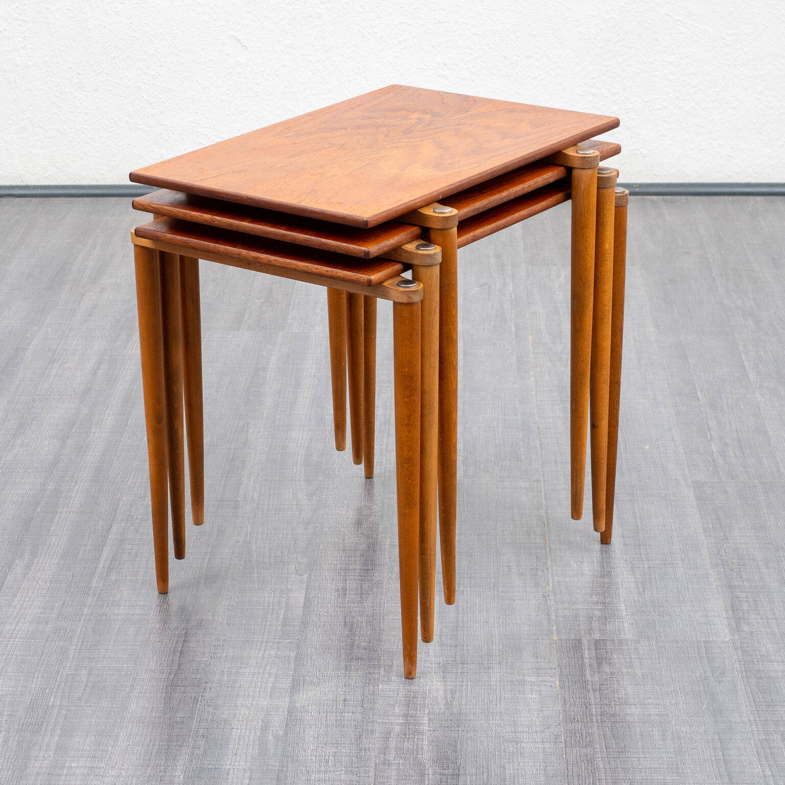 Set of three tables gigognes years teak, Edition Opal, Vintage