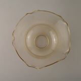 Set of 3 Vintage Glass Bell Shades In Smoked Amber Glass Scroll Motif  5596