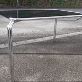 Smoked glass table and chrome space age 1975