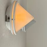 Pair of vintage sandblasted glass and metal wall lights, Prisma Italy 1980