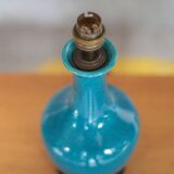 Vintage ceramic lamp, turquoise blue table lamp, bedside lamp.