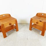 Paire de chevet vintage en pin, années 1960