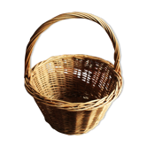 Vintage round basket braided a rigid handle