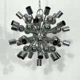 Lustre Sputnik chromé vintage par Reggiani Italie années 1970