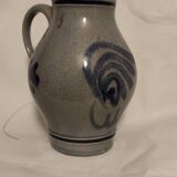 Blue and gray ceramic pitcher