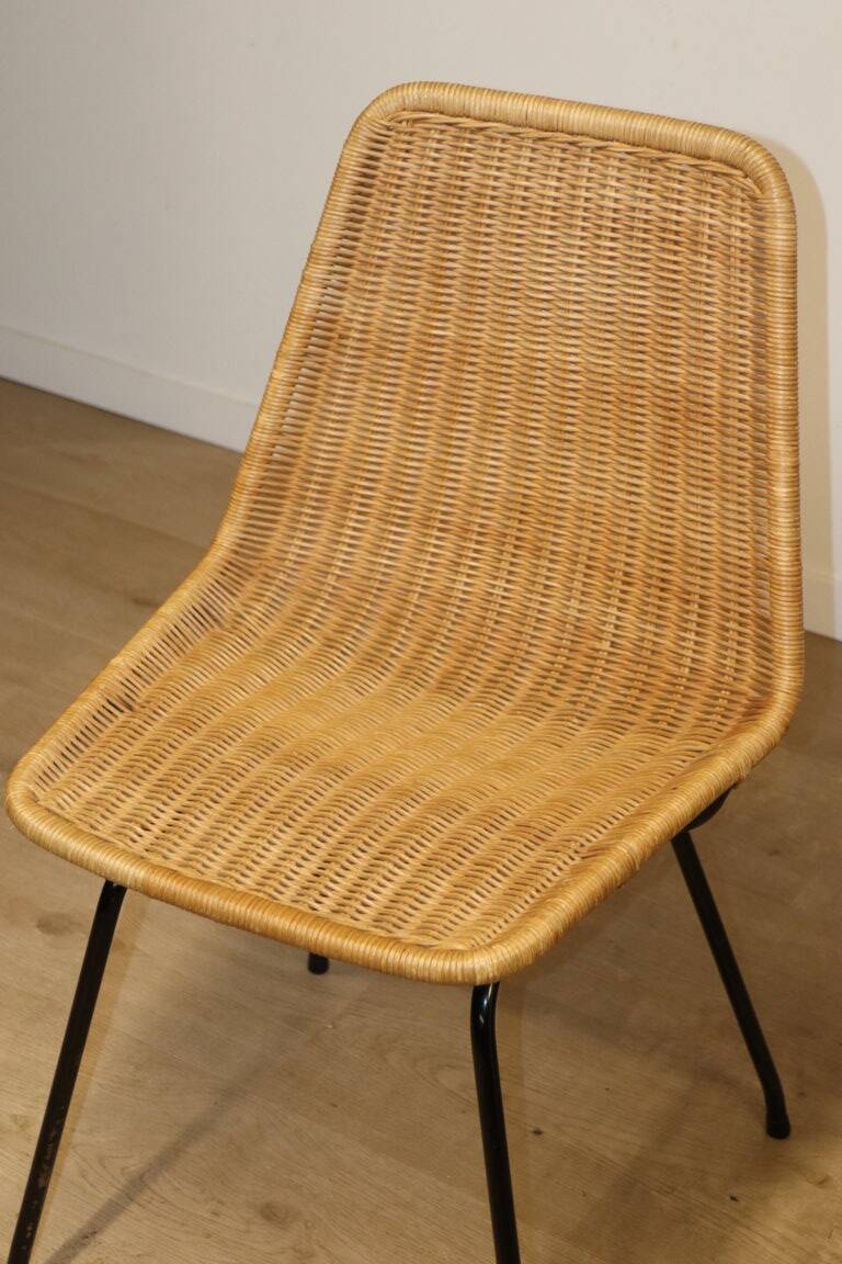 Vintage "Italia 100" model chair by Rotanhuis in woven wicker, 1950s
