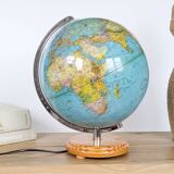 Columbus Duplex illuminated globe on a wooden base, 1980s