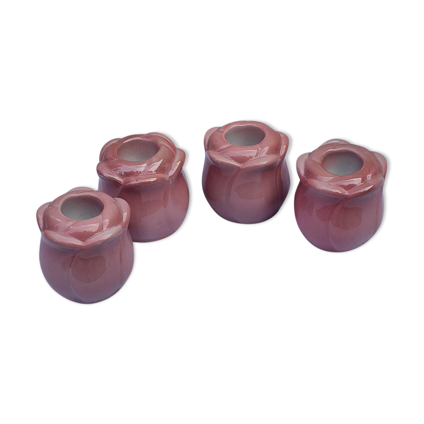Pink flower candle holder