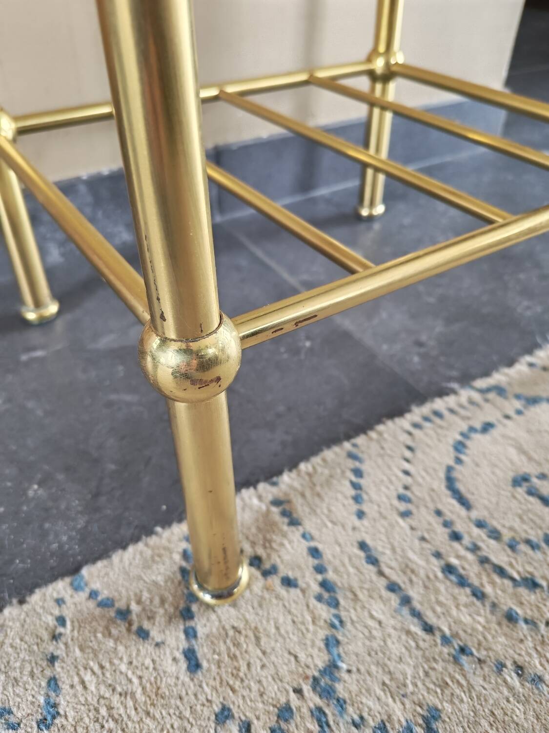 Table d'appoint vintage laiton et verre