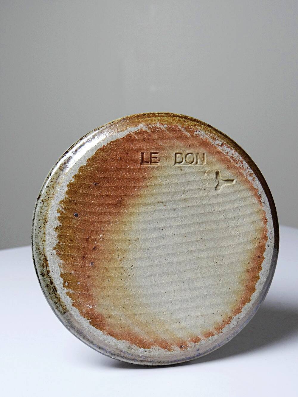 Vintage candlestick or soliflore in glazed stoneware signed Le Don.