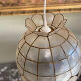 Vintage mother-of-pearl and brass pendant light