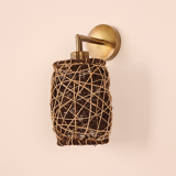 Brass Plated Rattan Sconce