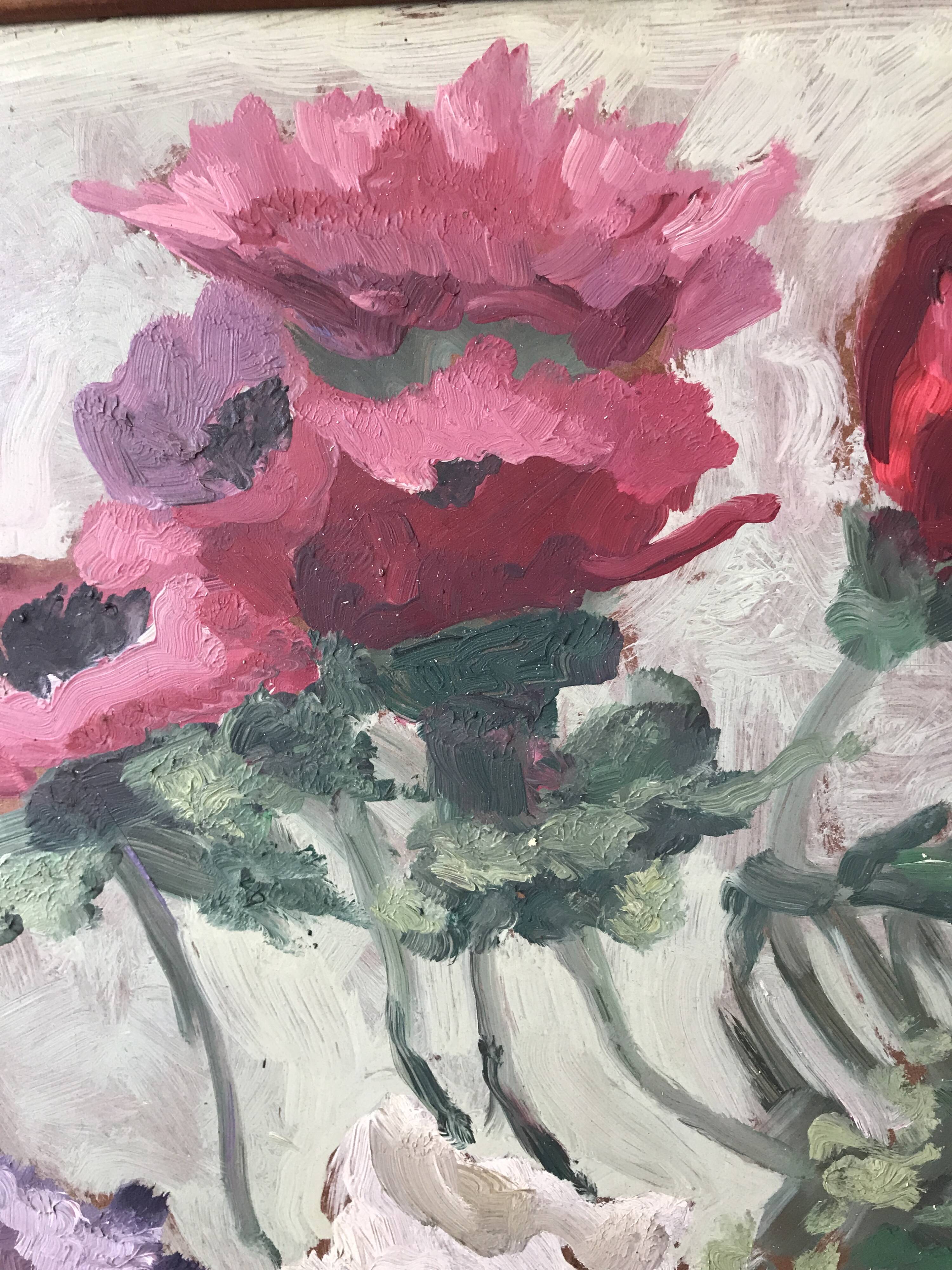 Tableau , fleurs en cascade , huile vers 1930