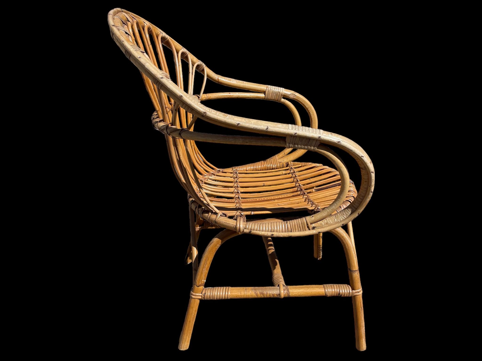 3 rattan armchairs from the 60'S