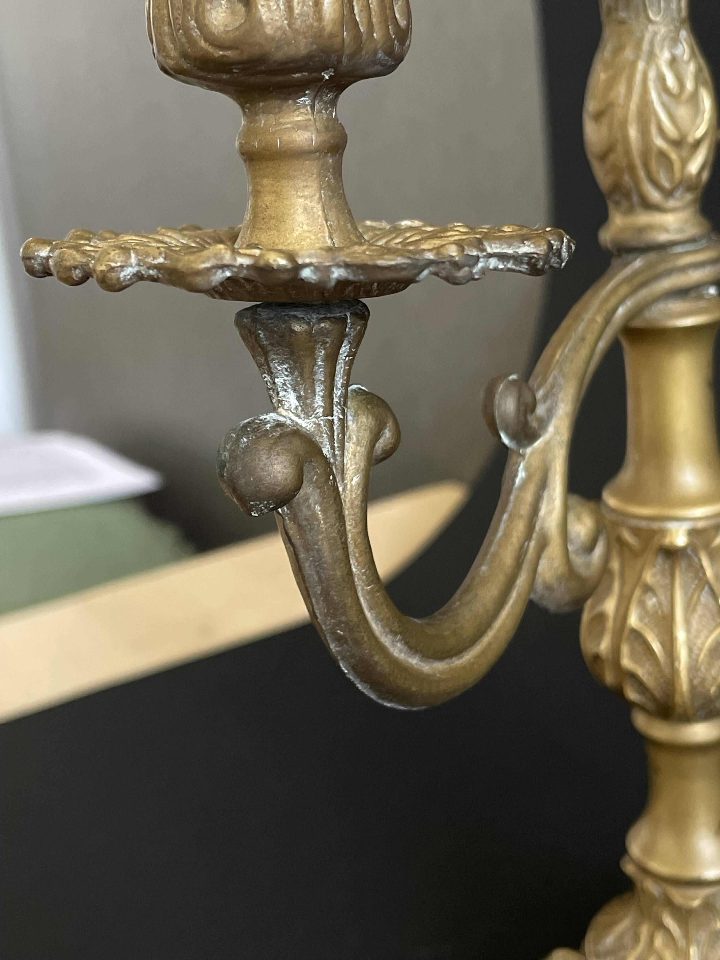 Pair of Napoleon III candelabra in brass, 19th century