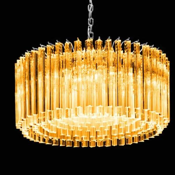 Mid-Century Modern Italian Amber Triedro "Concava" Chandelier