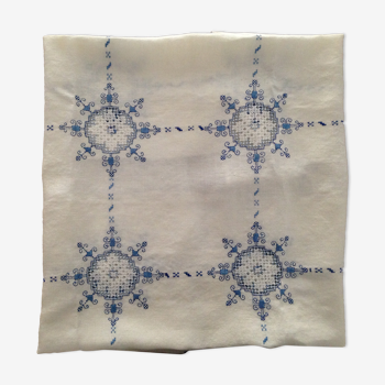 Old blue embroidered tablecloth