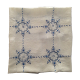Old blue embroidered tablecloth