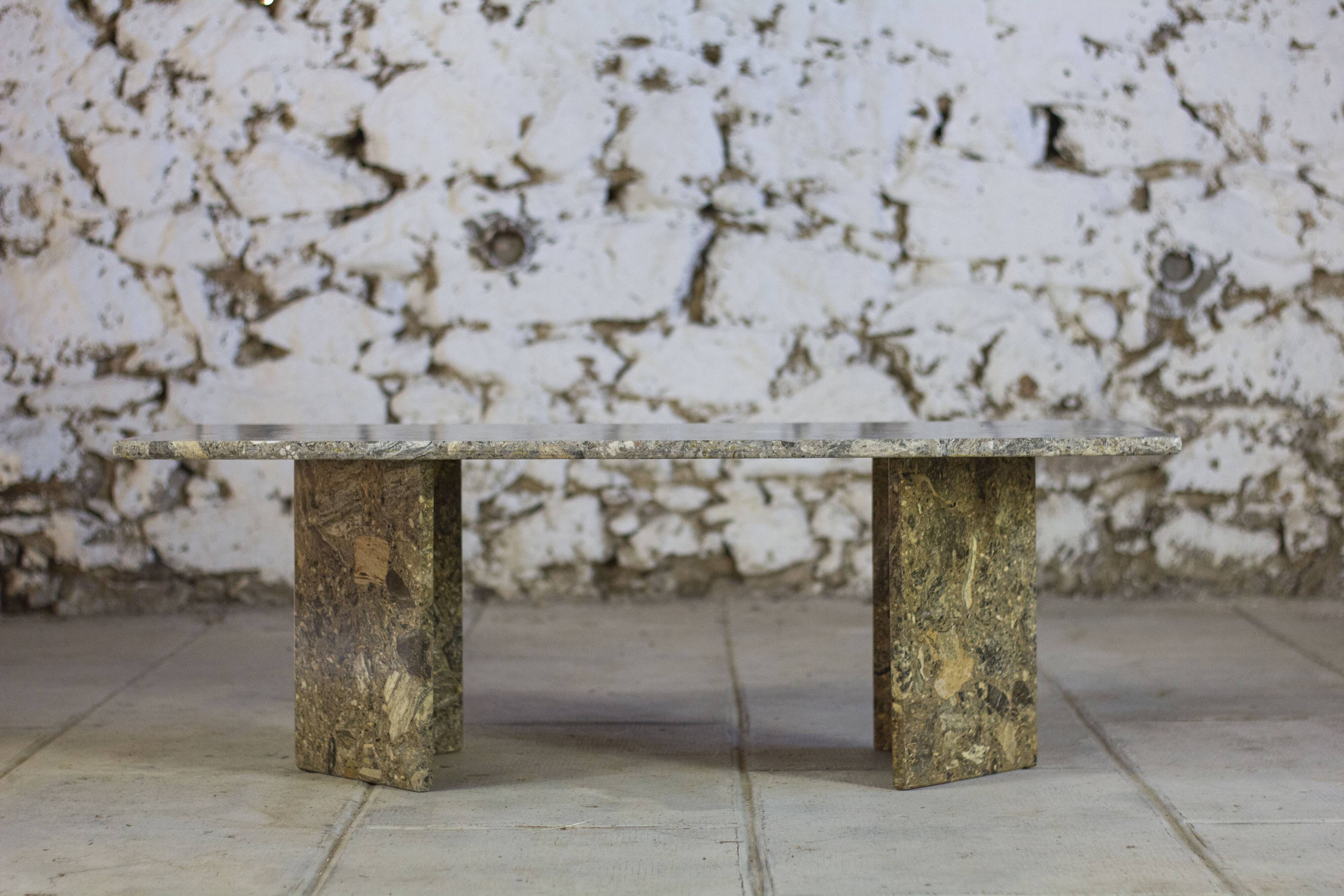 Travertine terrazzo coffee table, 1970