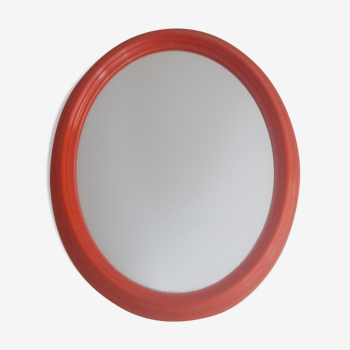 Miroir orange ovale vintage années 60 70