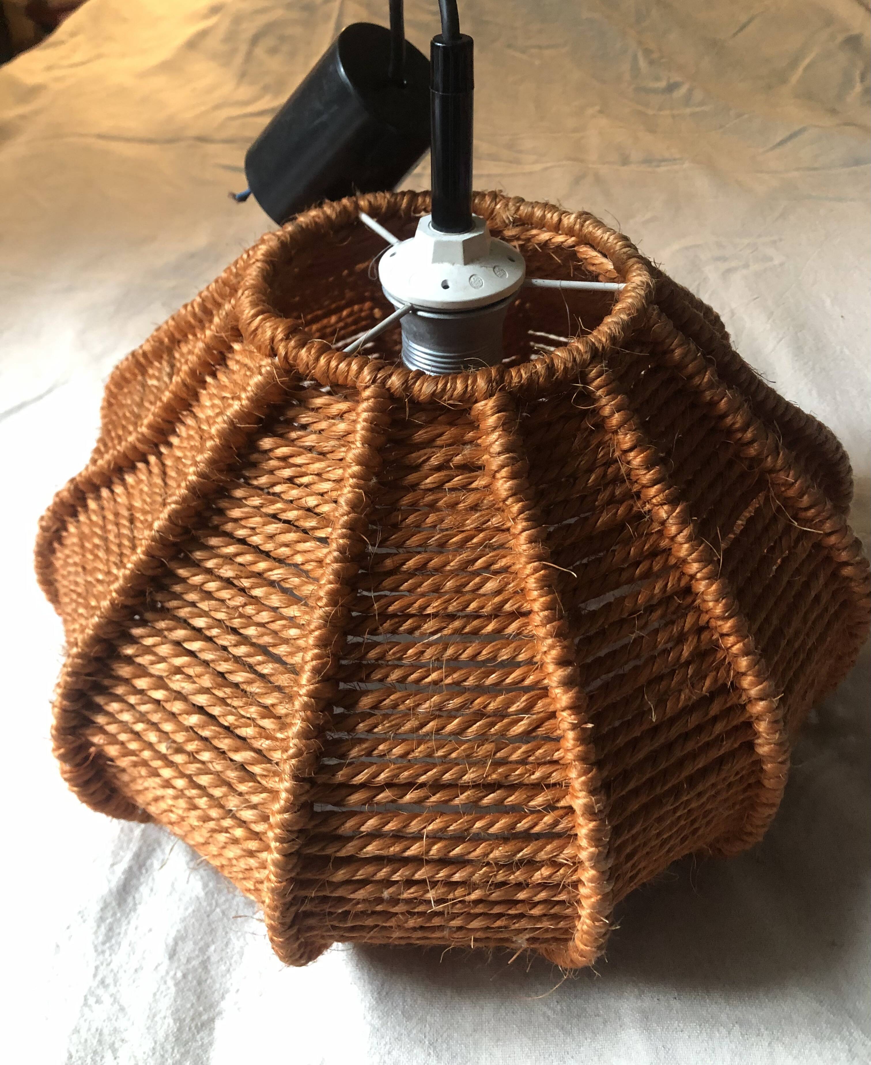 Vintage orange rope pendant light from the 70s