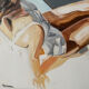 Seated woman painting