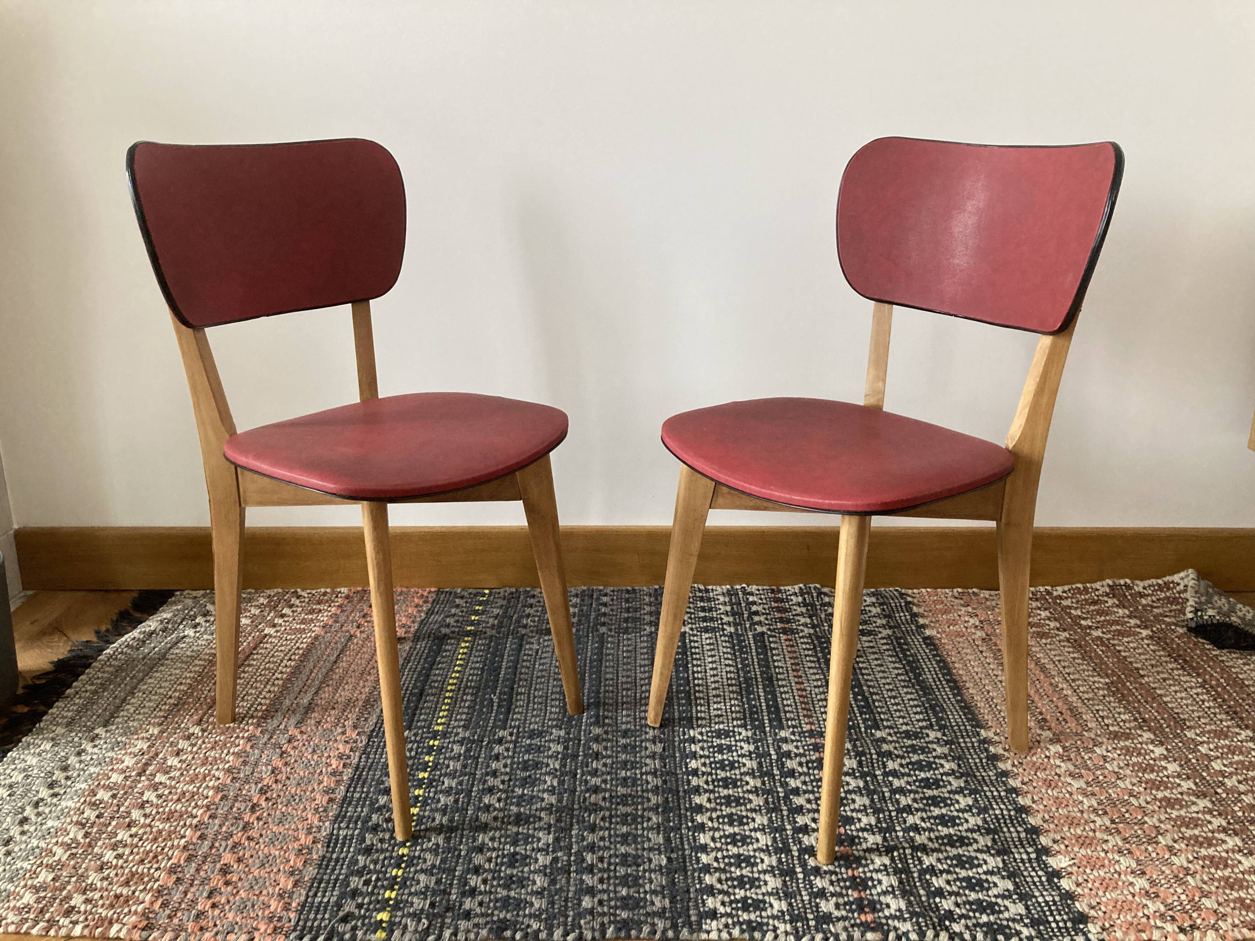 Pair of red skai chairs