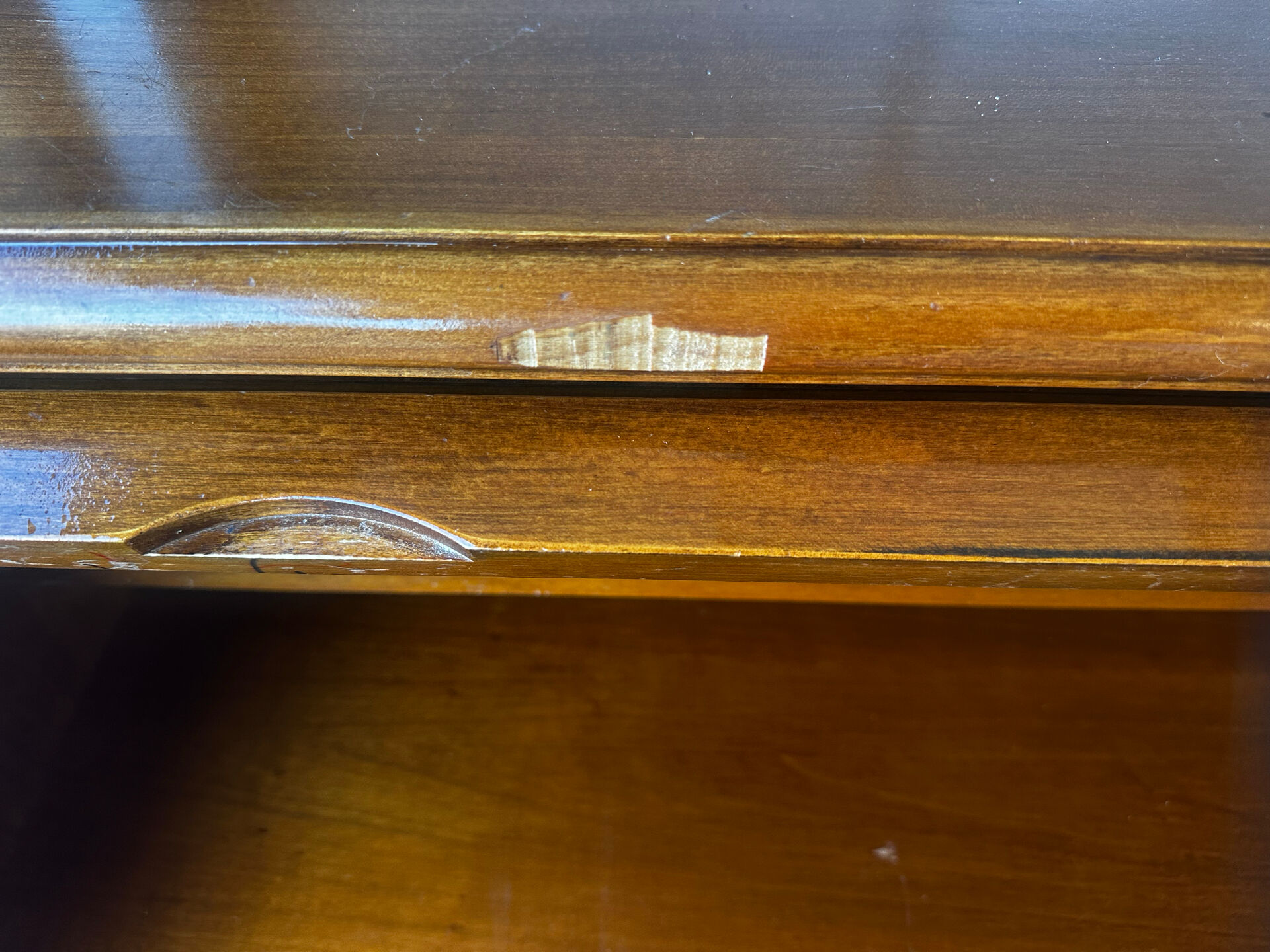 Secrétaire à rideau en merisier – Petit bureau de rangement, seconde m