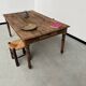 Antique farm table from the 1950s, with 3 drawers and turned legs