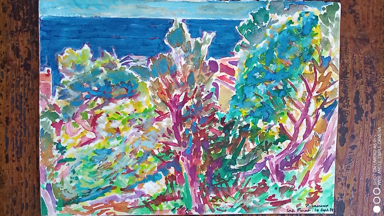 Pierre Lacroux (1909-1993) Gouache Cap Ferrat 10 September 78