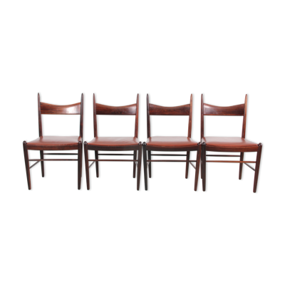 Suite de 4 chaises scandinaves en palissandre de Rio
