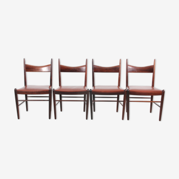 Suite of 4 Scandinavian chairs in Rio rosewood