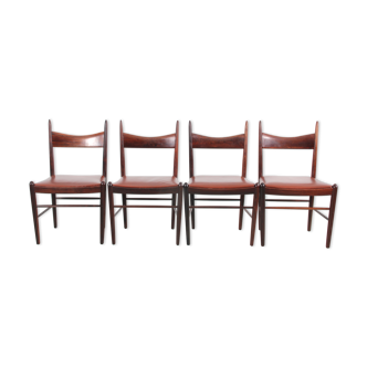 Suite of 4 Scandinavian chairs in Rio rosewood