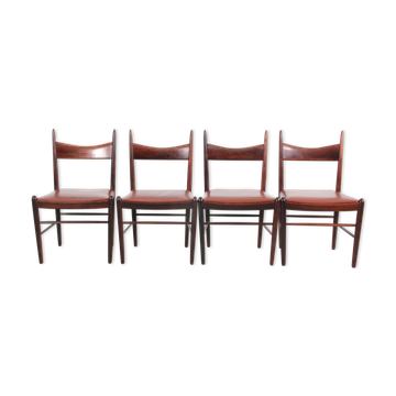 Suite de 4 chaises scandinaves en palissandre de Rio