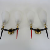 Paire d'appliques murales doubles vintage Rockabilly